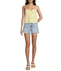 Evolutionary Linen Spaghetti Strap Bow Front Top