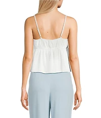 Evolutionary Linen Spaghetti Strap Bow Front Top