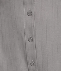 Evolutionary Pinstripe Long Sleeve Button Front Shirt Dress