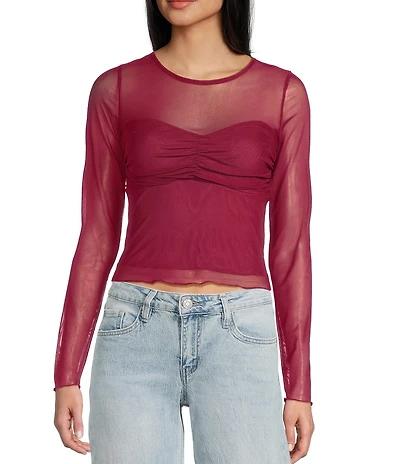 Evolutionary Mesh Boat Neck Long Sleeve Top