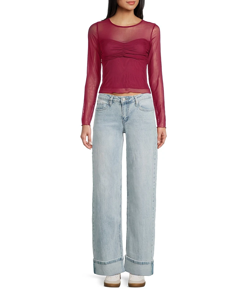Evolutionary Mesh Boat Neck Long Sleeve Top