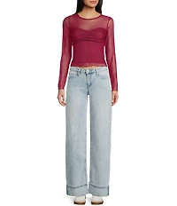 Evolutionary Mesh Boat Neck Long Sleeve Top