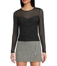 Evolutionary Mesh Side Ruched Long Sleeve Top