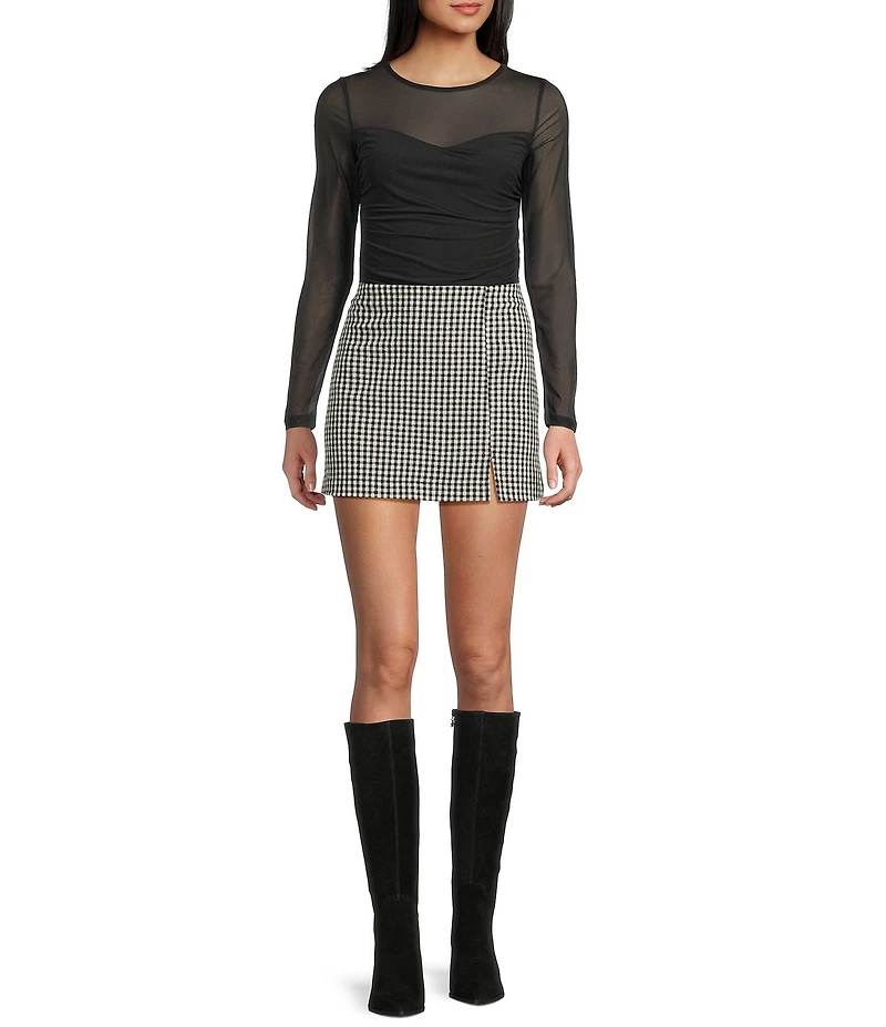 Evolutionary Mesh Side Ruched Long Sleeve Top