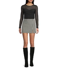 Evolutionary Mesh Side Ruched Long Sleeve Top