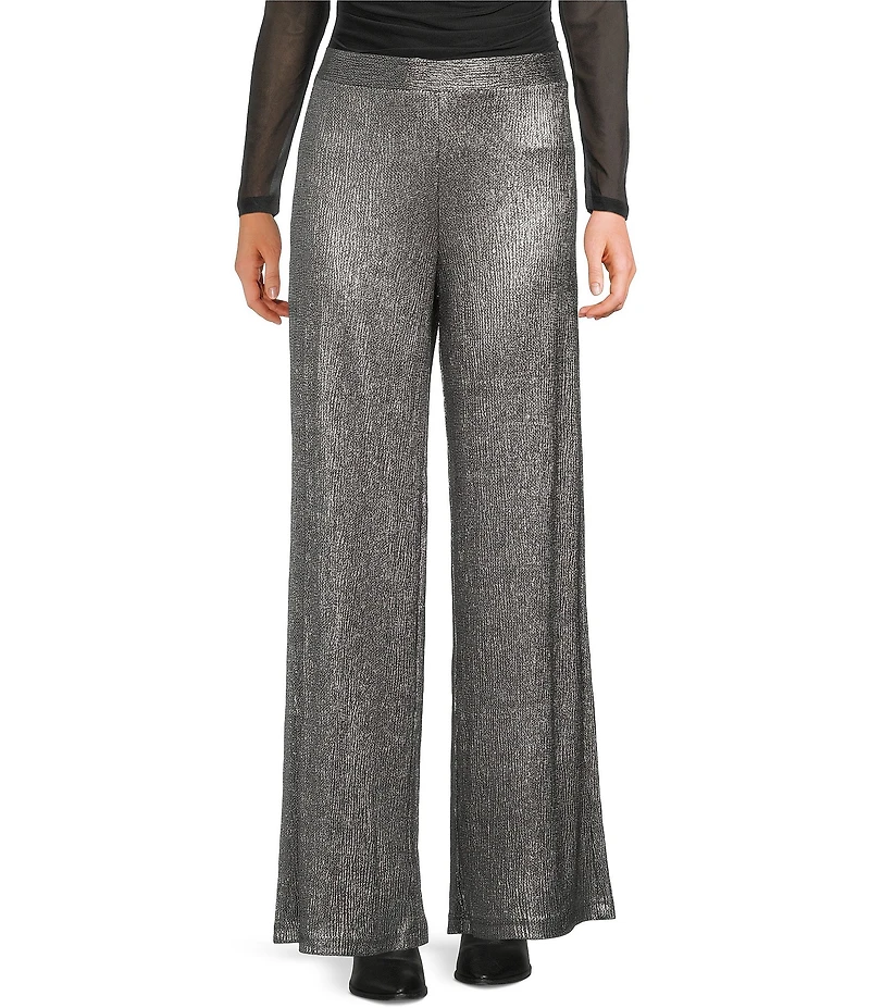 Evolutionary Mid Rise Textured Wide Legs Pants