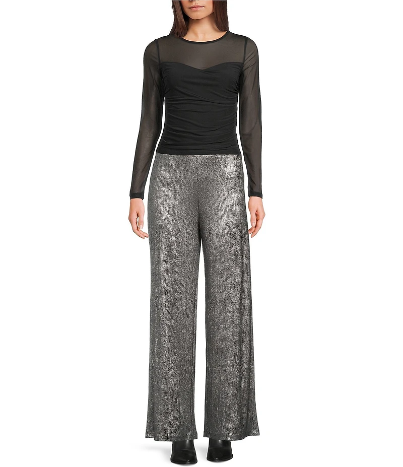 Evolutionary Mid Rise Textured Wide Legs Pants