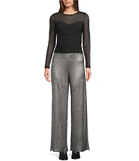 Evolutionary Mid Rise Textured Wide Legs Pants