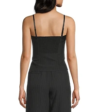 Evolutionary Pinstripe Sleeveless Bow Front Top