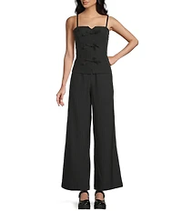Evolutionary Pinstripe Sleeveless Bow Front Top