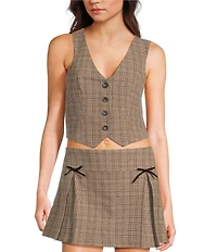 Evolutionary Plaid Button Front Coordinating Vest