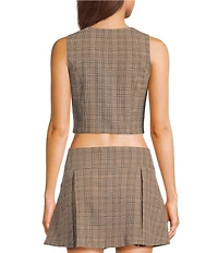Evolutionary Plaid Button Front Coordinating Vest