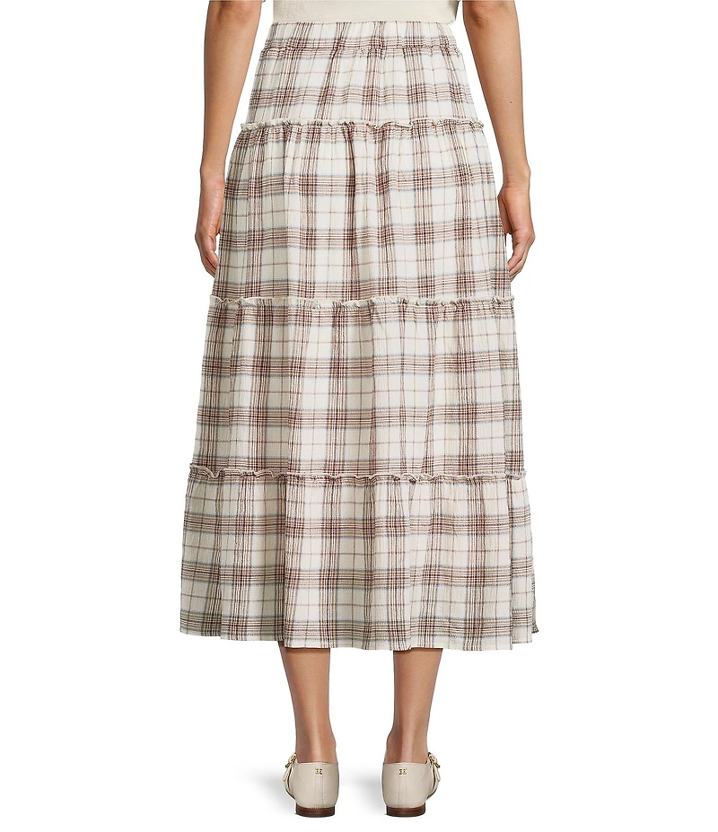 Evolutionary Plaid Tiered Maxi Skirt