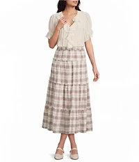 Evolutionary Plaid Tiered Maxi Skirt