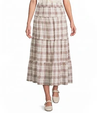 Evolutionary Plaid Tiered Maxi Skirt