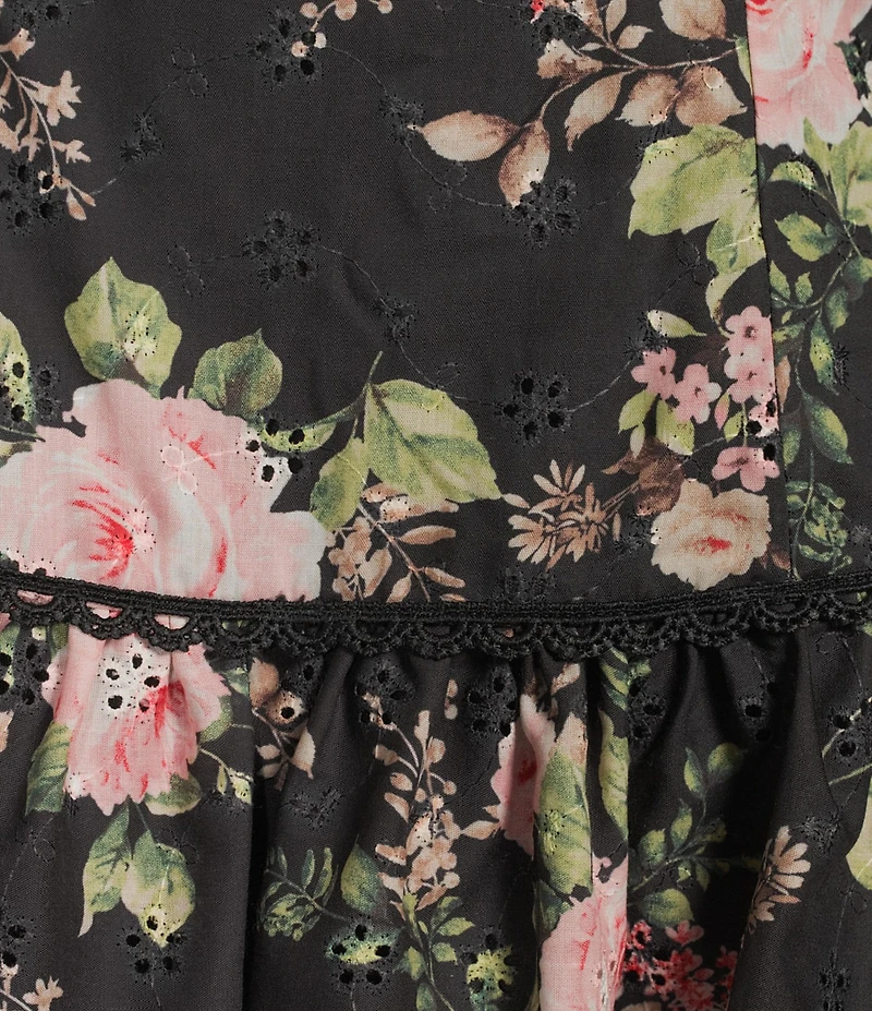 Evolutionary Poplin Floral Print Spaghetti Strap Bubble Dress