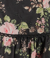 Evolutionary Poplin Floral Print Spaghetti Strap Bubble Dress