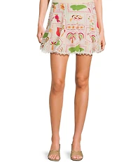 Evolutionary Printed Mid Rise Pleated Pull-On Skirt