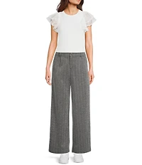 Evolutionary Ribbed Short Sleeve Ruffle Sleeve Top