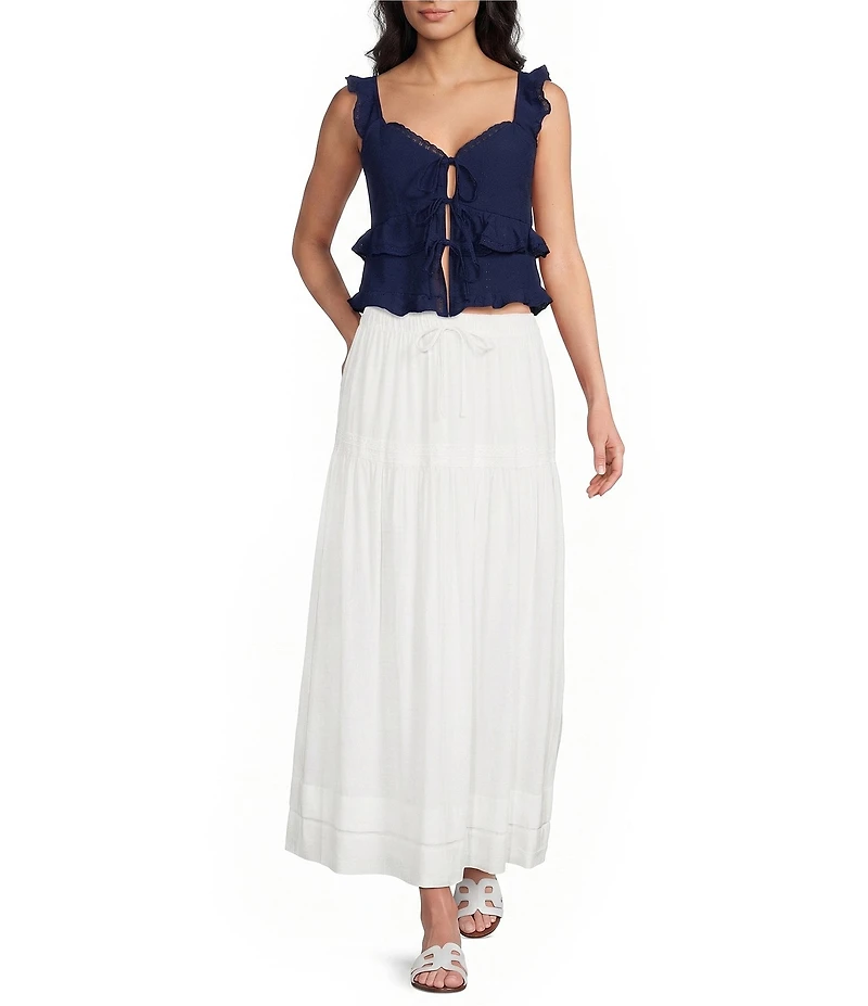 Evolutionary Ruffle Sleeve Tiered Tie Front Tank Top