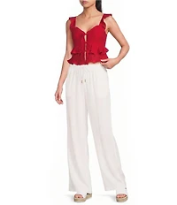 Evolutionary Ruffle Sleeve Tiered Tie Front Tank Top