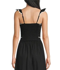 Evolutionary Ruffle Strap Ric Rac Trim Cropped Top