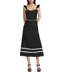 Evolutionary Ruffle Strap Ric Rac Trim Cropped Top