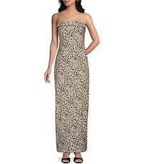Evolutionary Satin Animal Print Strapless Dress