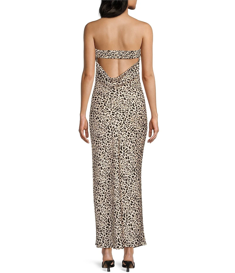 Evolutionary Satin Animal Print Strapless Dress