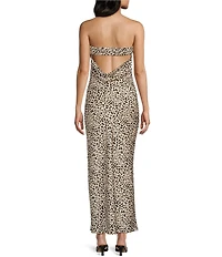 Evolutionary Satin Animal Print Strapless Dress