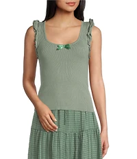 Evolutionary Scoop Neck Flutter Sleeve Knit Top