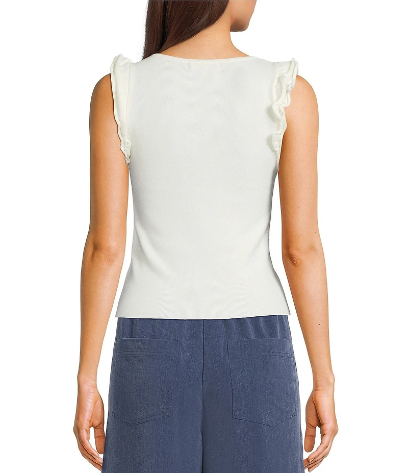 Evolutionary Scoop Neck Flutter Sleeve Knit Top
