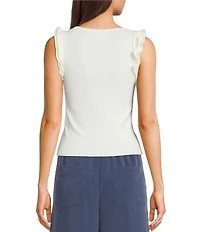 Evolutionary Scoop Neck Flutter Sleeve Knit Top
