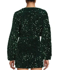 Evolutionary Coordinating Sequin Scoop Neck Long Sleeve Top