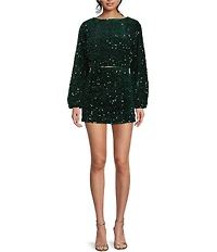 Evolutionary Coordinating Sequin Scoop Neck Long Sleeve Top