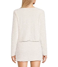 Evolutionary Sequin Velvet Bow Front Long Sleeve Coordinating Top