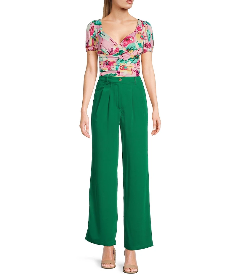Evolutionary Short Sleeve Printed Cinch Waist Top