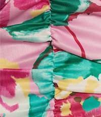 Evolutionary Short Sleeve Printed Cinch Waist Top