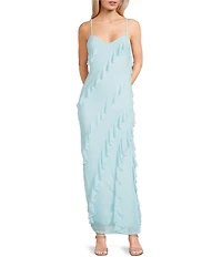 Evolutionary Sleeveless Bias All Over Ruffle Dress