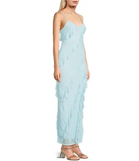 Evolutionary Sleeveless Bias All Over Ruffle Dress