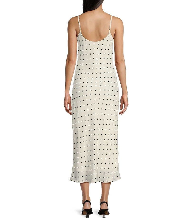 Evolutionary Sleeveless Cowl Neck Printed Polka Slip Dress