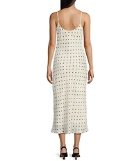 Evolutionary Sleeveless Cowl Neck Printed Polka Slip Dress
