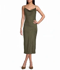 Evolutionary Sleeveless Cowl Neck Slip Dress