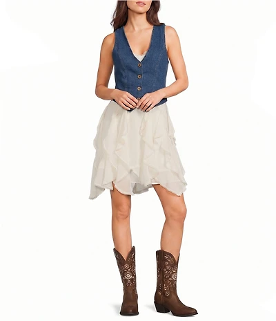 Evolutionary Sleeveless Denim Vest Mini Dress