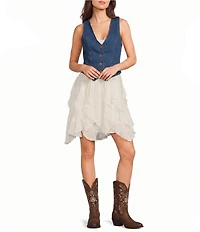 Evolutionary Sleeveless Denim Vest Mini Dress