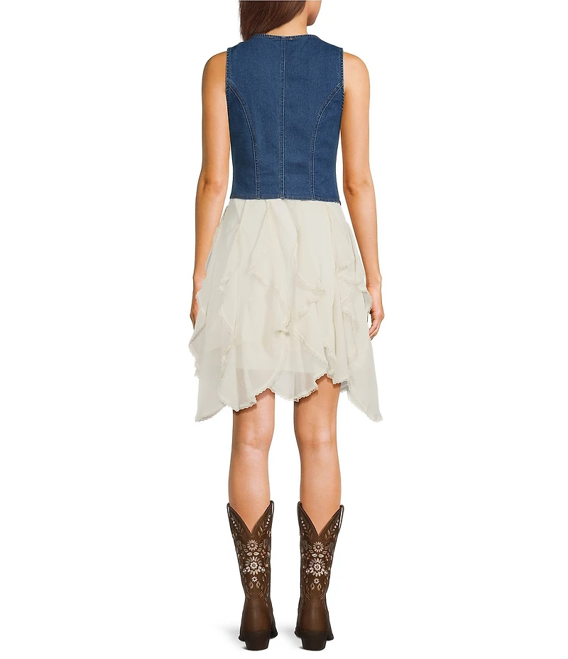 Evolutionary Sleeveless Denim Vest Dress