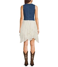Evolutionary Sleeveless Denim Vest Mini Dress