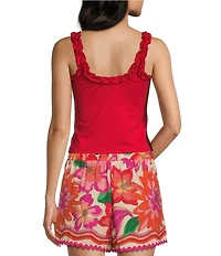 Evolutionary Sleeveless V-Neck Lettuce Knit Tank Top