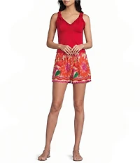 Evolutionary Sleeveless V-Neck Lettuce Knit Tank Top
