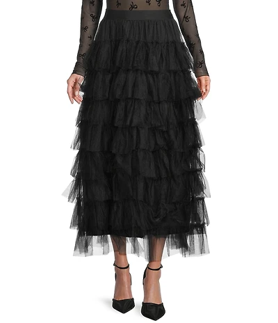 Evolutionary Solid Tulle Ruffle Skirt